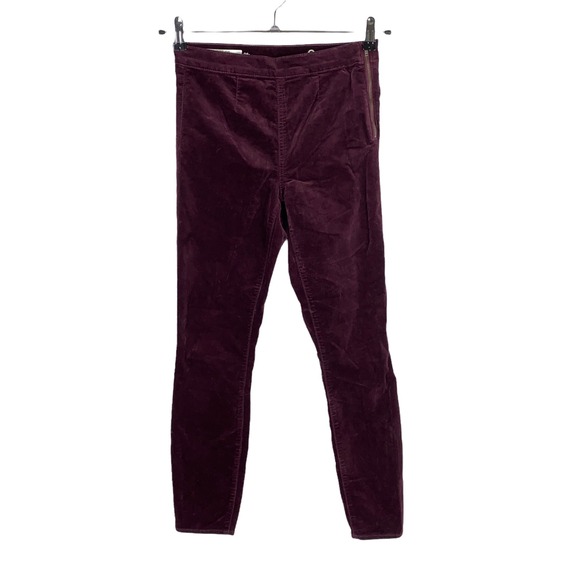 Gap Side Zip Legging Velvet Skinny Pants Womens 26R Burgundy Purple Stretch - Picture 1 of 8